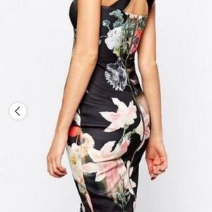 Ted Baker Black Floral One Shoulder Dress